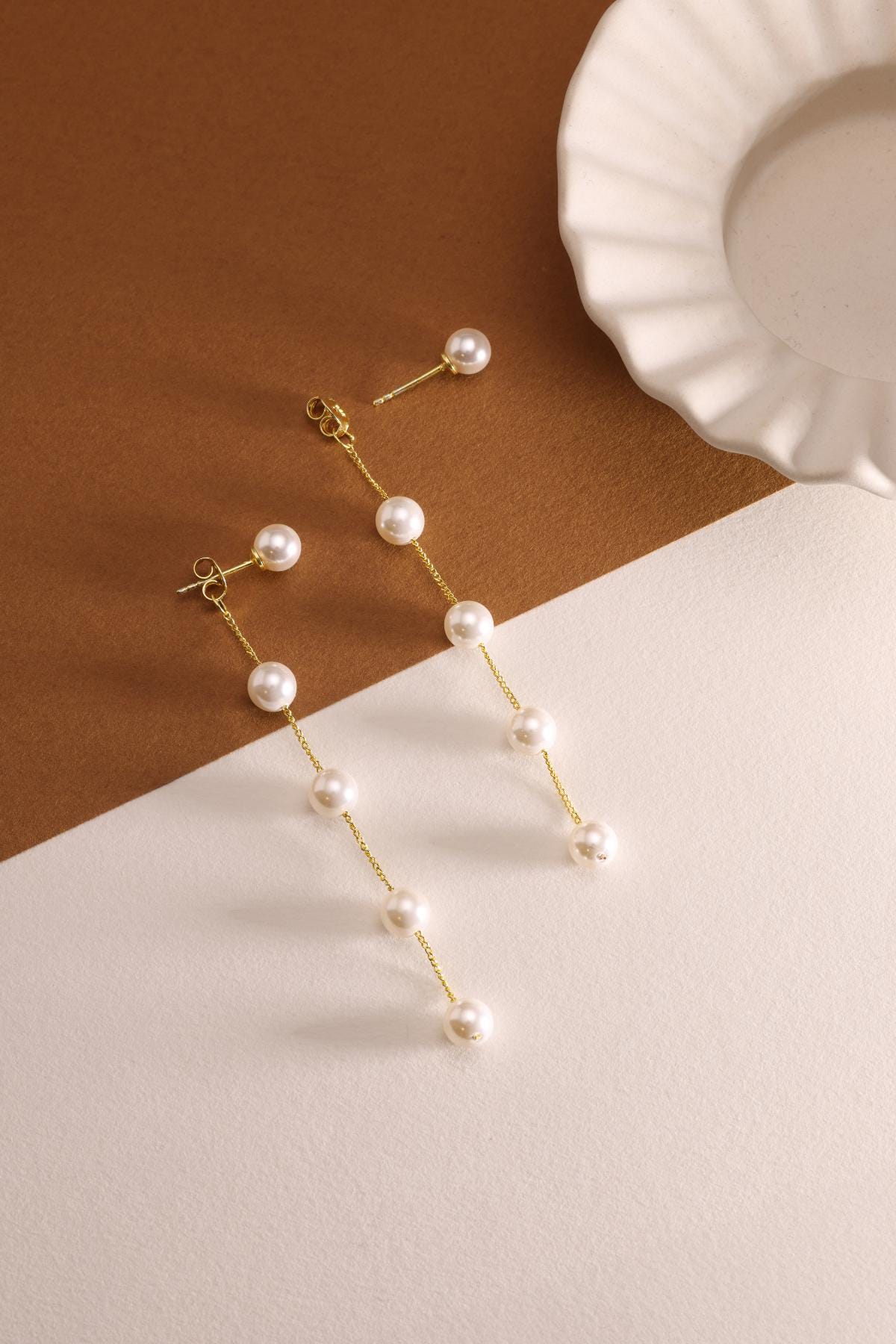 14K Gold Dainty Pearl Necklace: Freshwater Pearl, Wedding Jewelry