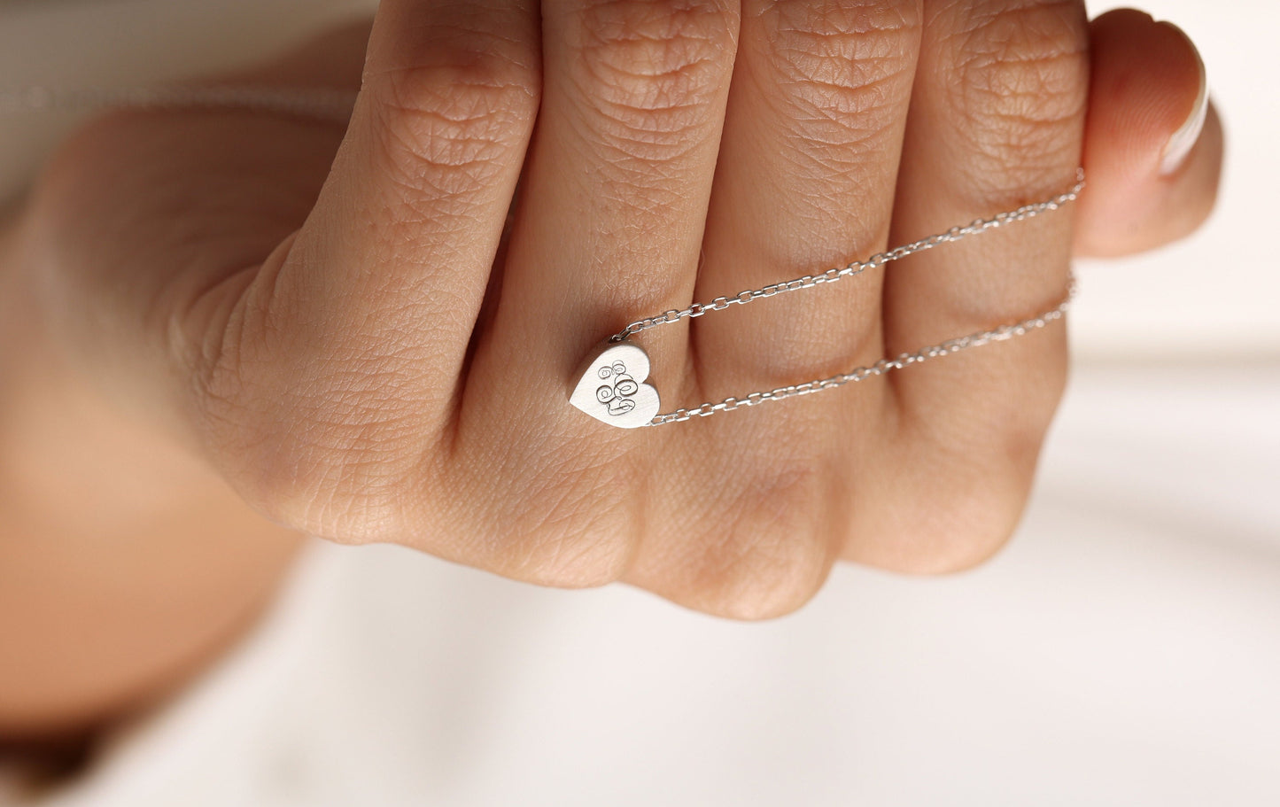 Engraved Heart Necklace: 14k Gold Monogrammed Letter Pendant