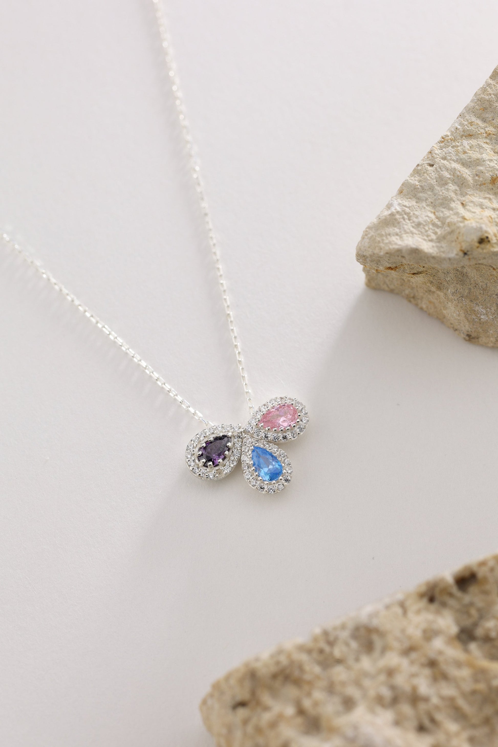 Birthstone Necklace for Mom, Mother's Birthstone Jewelry Necklace, Family Birthstone Necklace 925 Silver, Birth Stone Necklace, Gift for Her