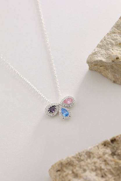 Birthstone Necklace for Mom, Mother's Birthstone Jewelry Necklace, Family Birthstone Necklace 925 Silver, Birth Stone Necklace, Gift for Her