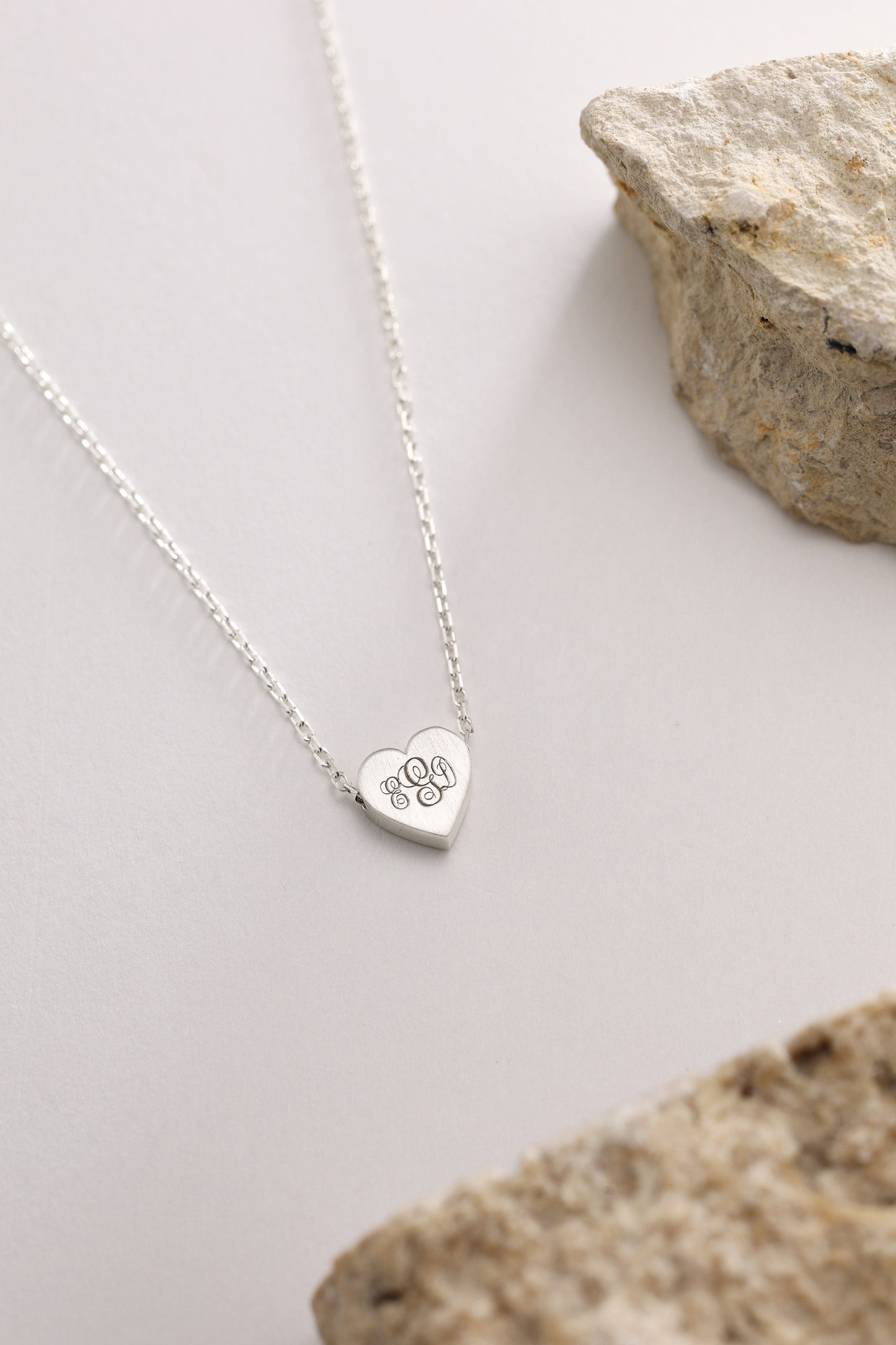 Engraved Heart Necklace: 14k Gold Monogrammed Letter Pendant