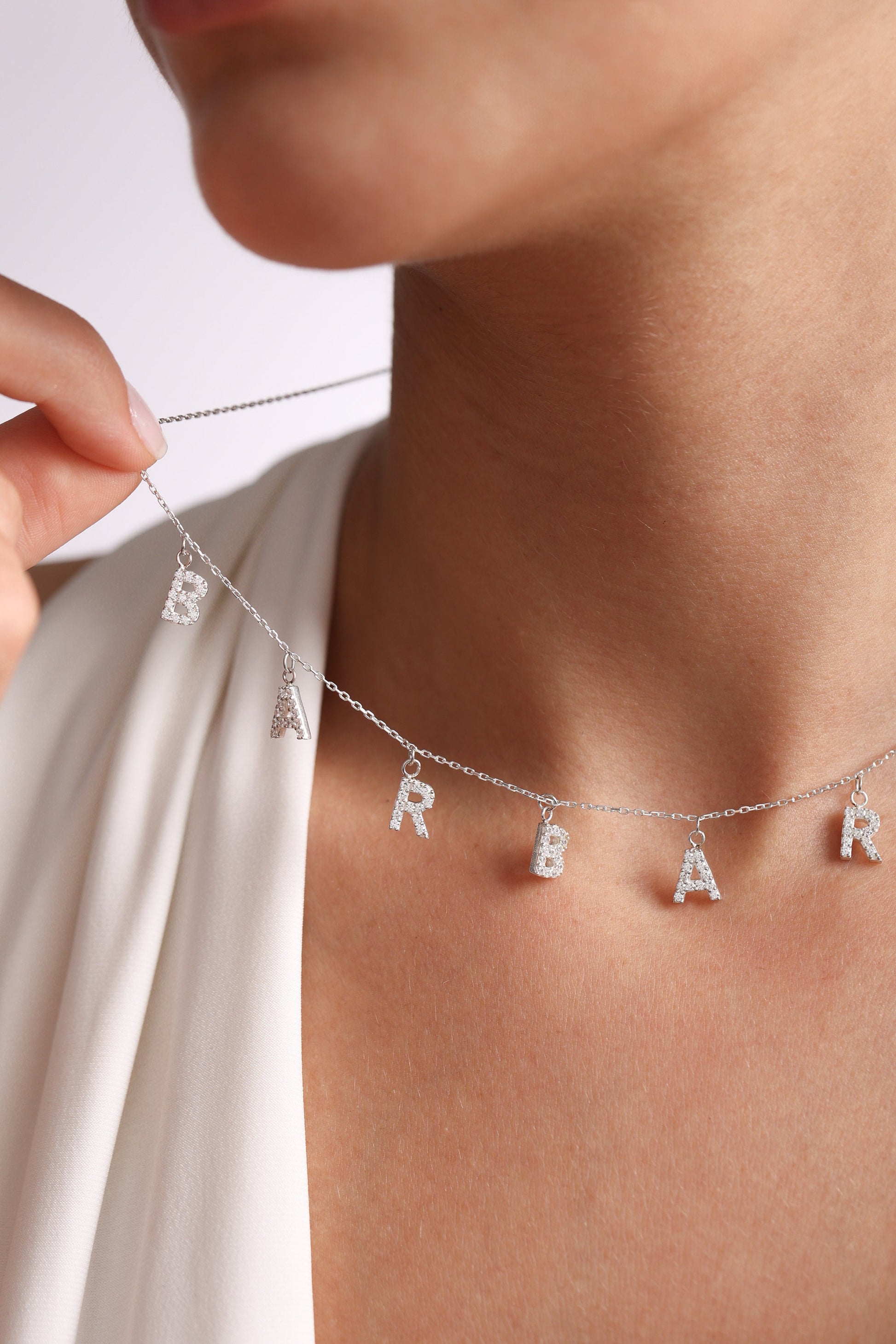 Custom Pavé Name Necklace - Custom Diamond Name Necklace - Personalized Name with CZ Stones Necklace