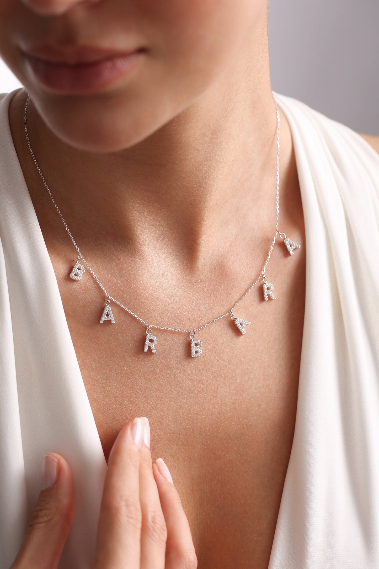 Custom Pavé Name Necklace - Custom Diamond Name Necklace - Personalized Name with CZ Stones Necklace