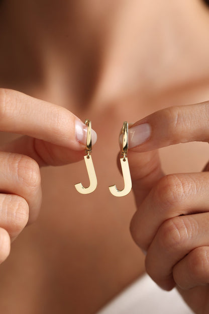 Gold Initial Huggie Hoop Earrings: Personalized Letter Jewelry
