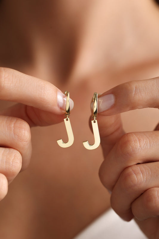 Gold Initial Huggie Hoop Earrings: Personalized Letter Jewelry