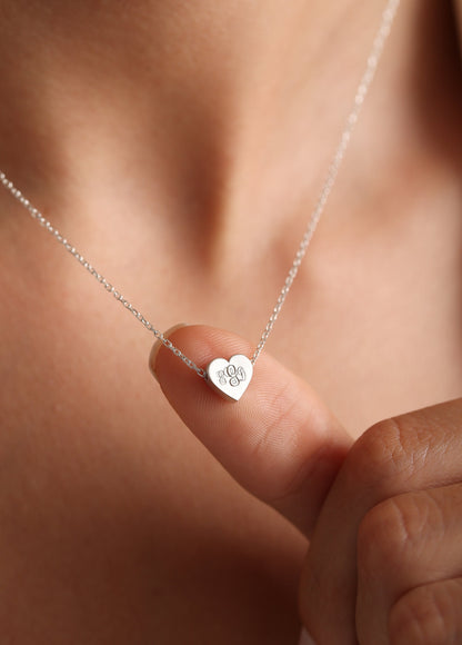 Engraved Heart Necklace: 14k Gold Monogrammed Letter Pendant