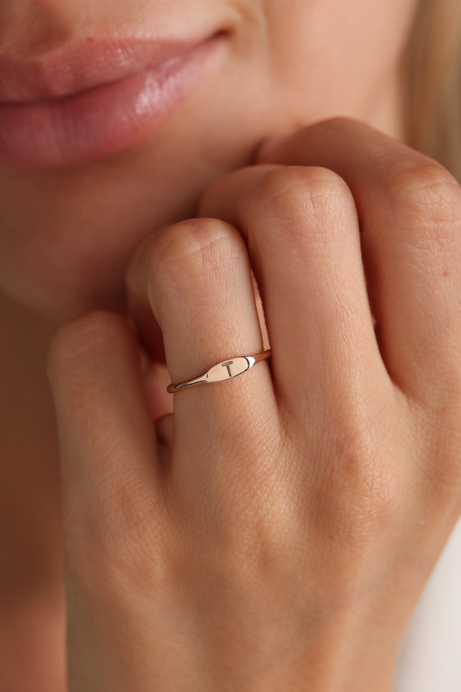 Personalized Initial Ring: Dainty Sterling Silver Letter Ring