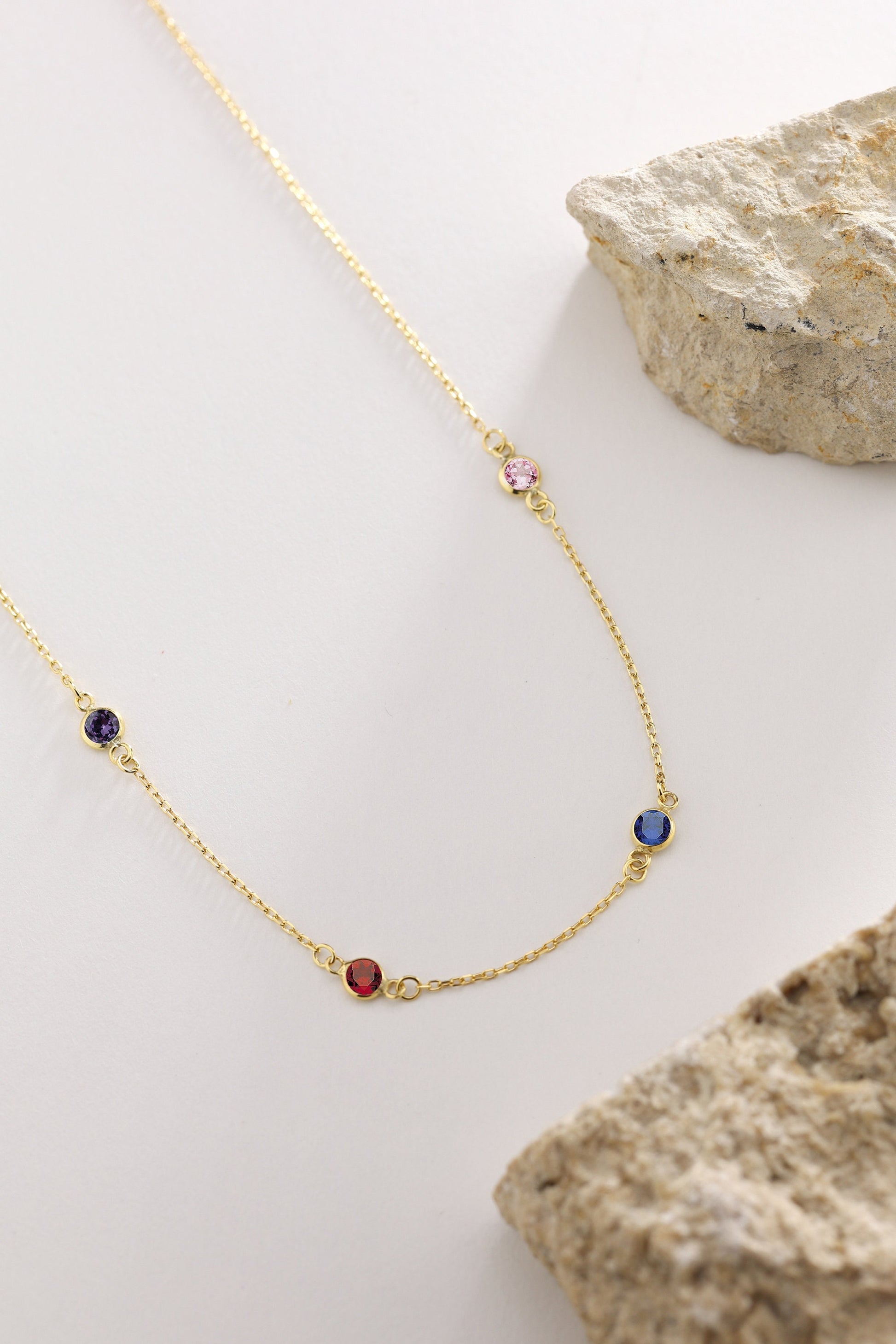 Personalized Birthstone Necklace, Multiple Birthstone Necklace, Spaced Birthstone Necklace, Birthstone Jewellery, Mothers Necklace