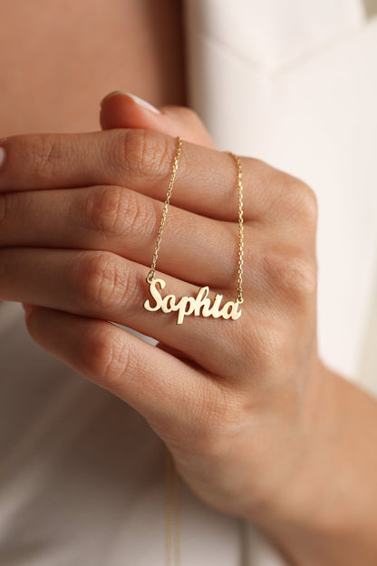 14K Solid Gold Name Necklace