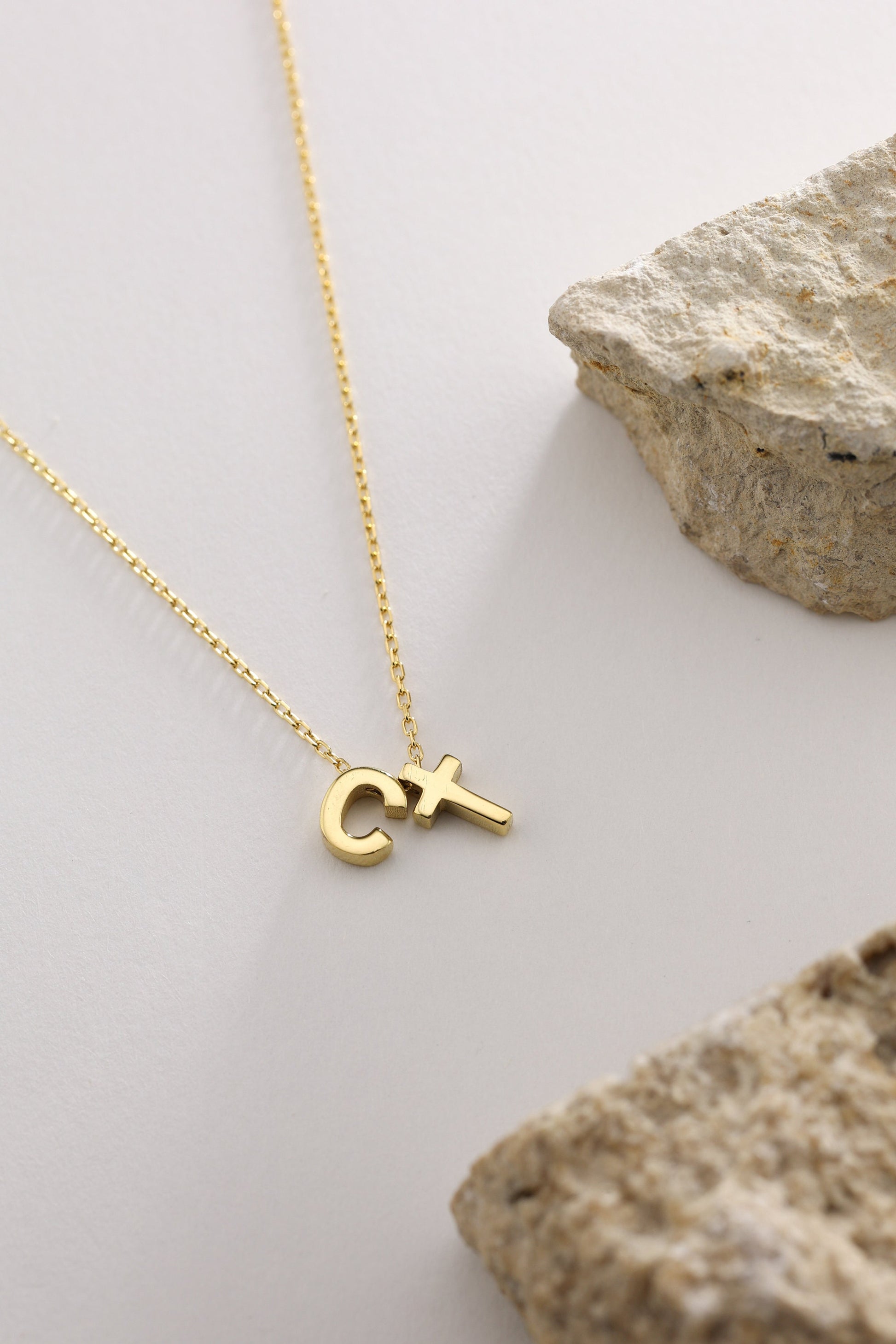 Personalized Necklace, Dainty Cross Pendant with initial , Cross Necklace for Women, Cross Necklace, Christian Gifts, Personalized Gifts