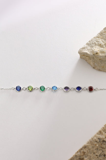 Custom Birthstone Bracelet: Dainty Family Jewelry Gift