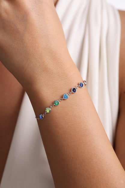 Custom Birthstone Bracelet: Dainty Family Jewelry Gift