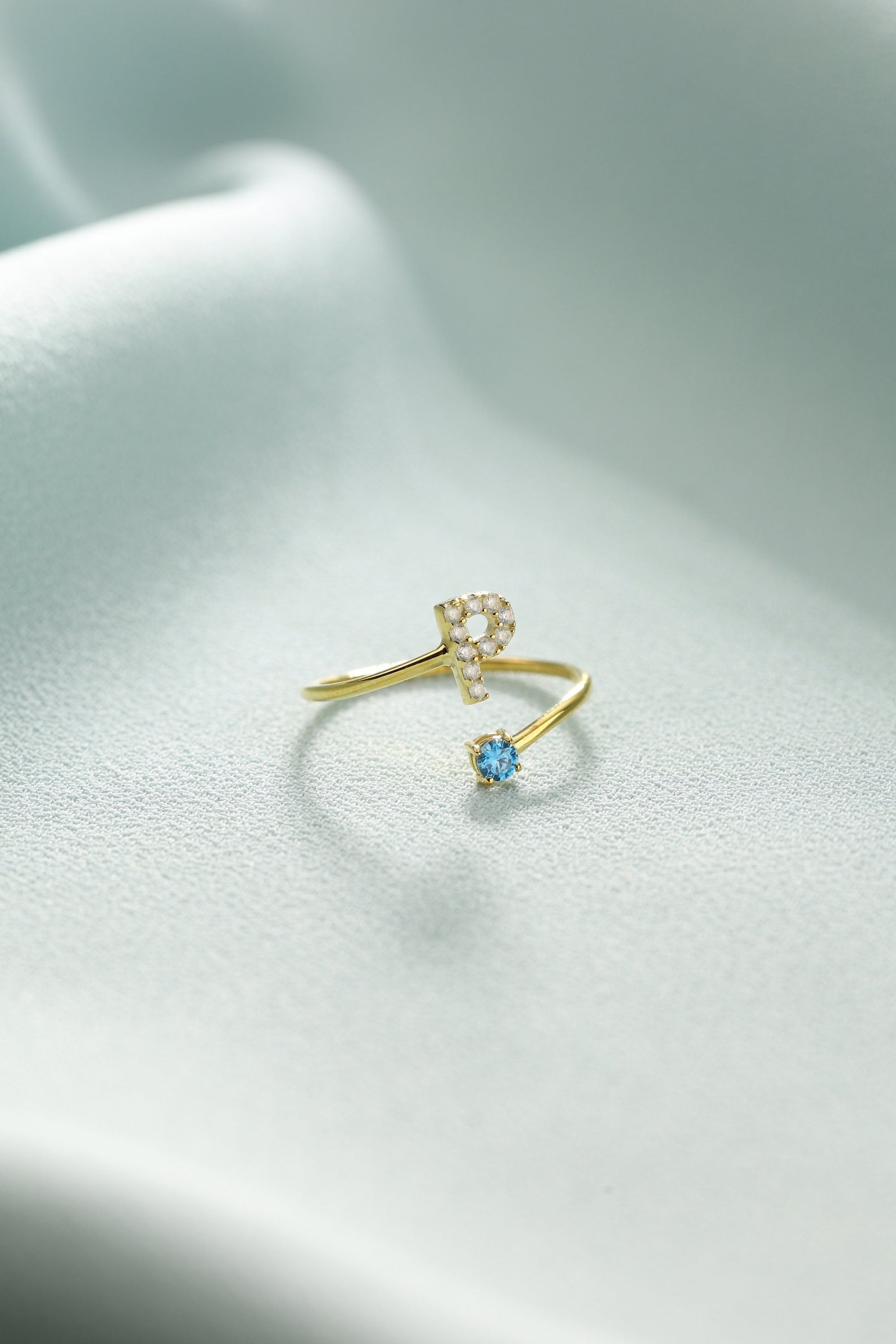 intial Birthstone Ring, Costum Birthstone Ring, Diamond Letter Birthstone Ring, Mother's Day Gift, 14K Gold initial Ring, Letter Ring
