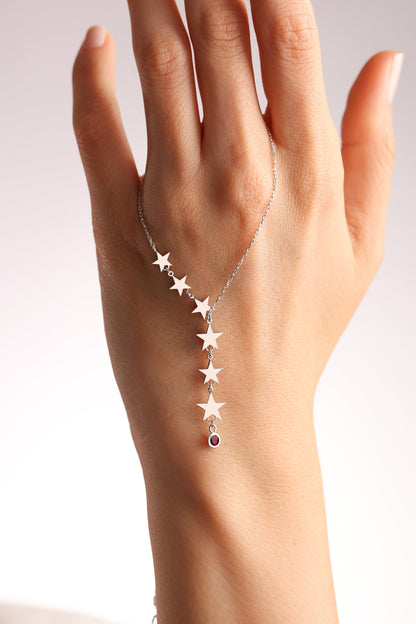Star Lariat Necklace - Asymmetric Y Shape Drop Star Pendant - Zircon Gemstones - Silver / Gold / Rose Gold, Minimalist Necklace