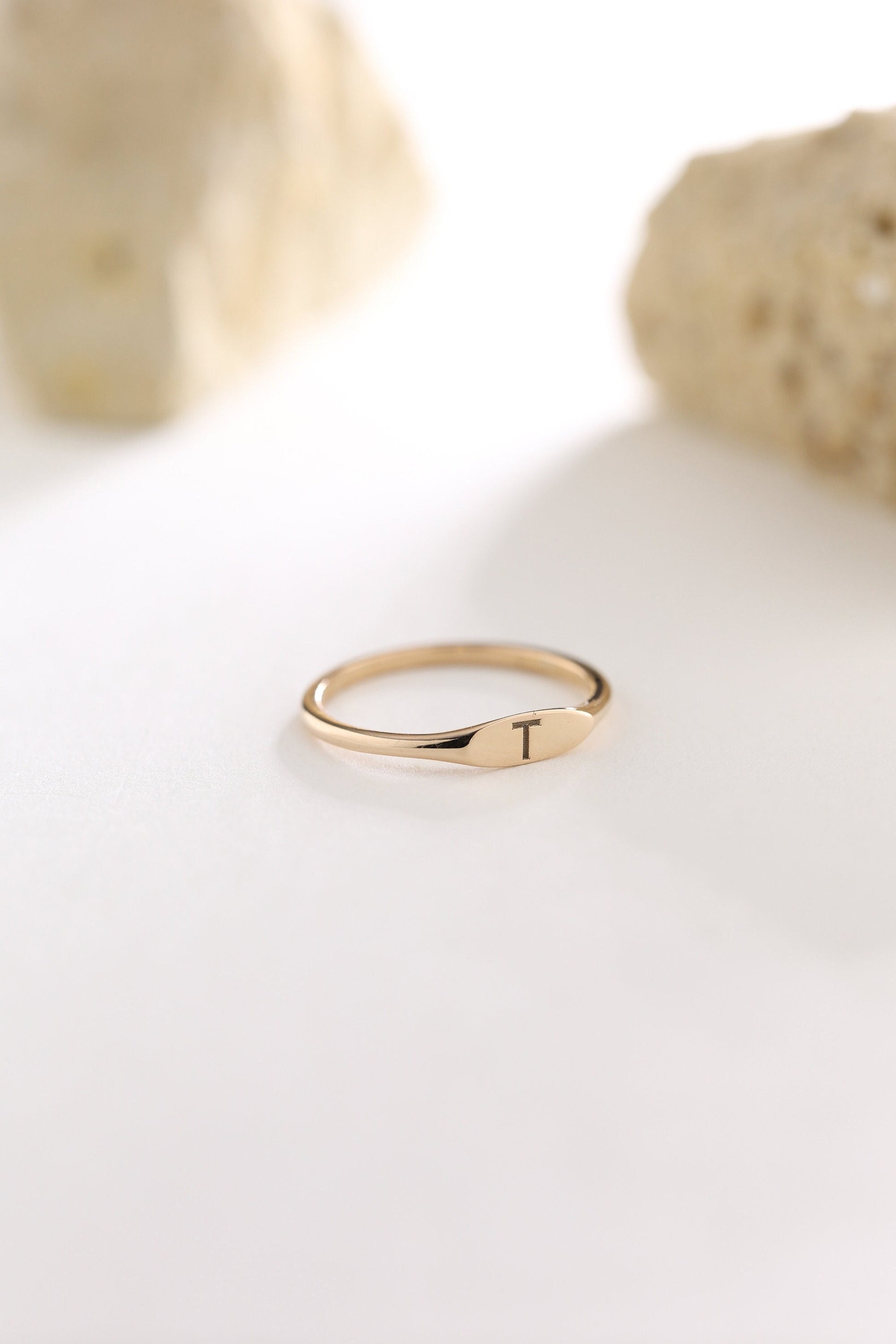Personalized Initial Ring: Dainty Sterling Silver Letter Ring