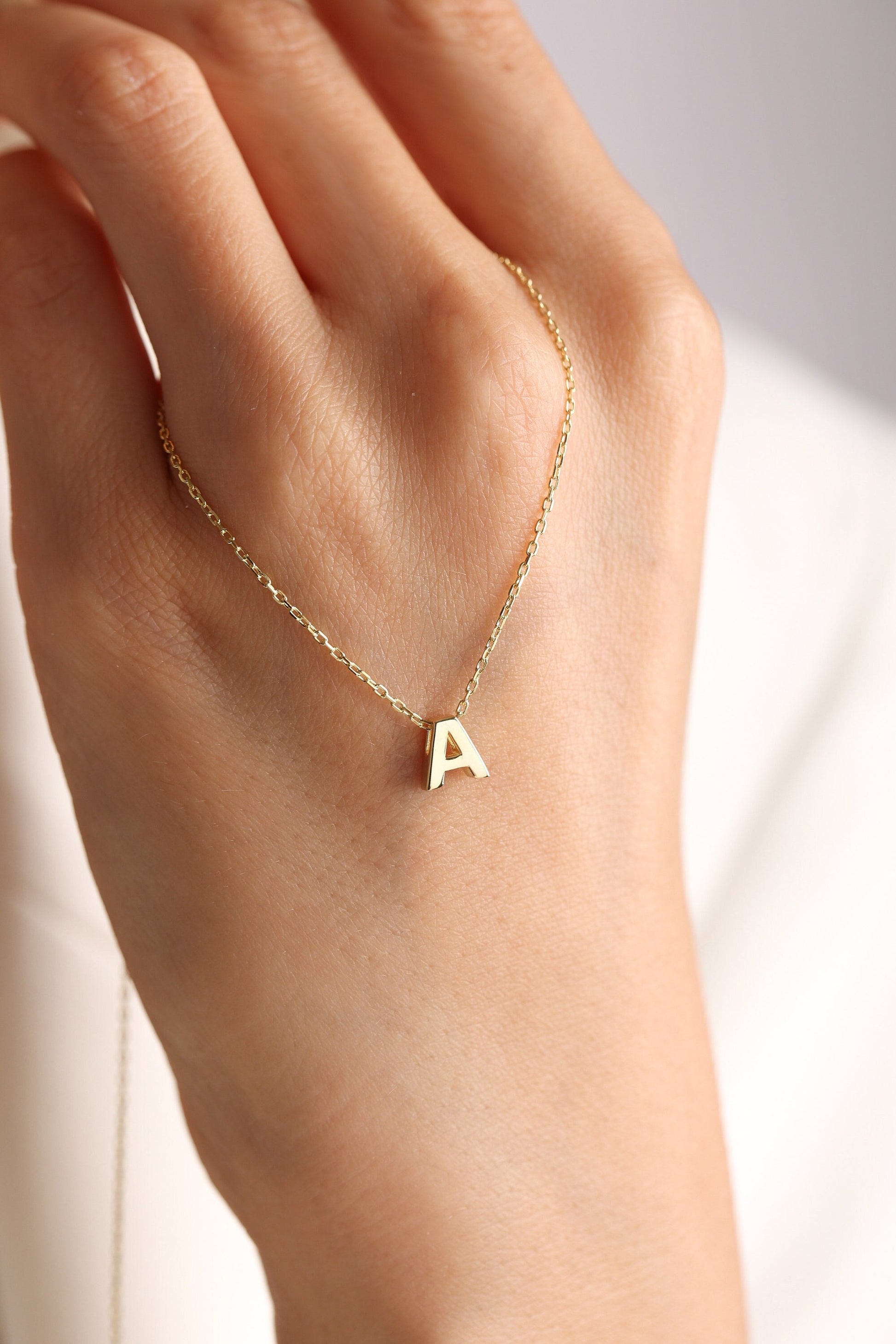 Dainty Sterling Silver Initial Necklace: Personalized Letter Jewelry