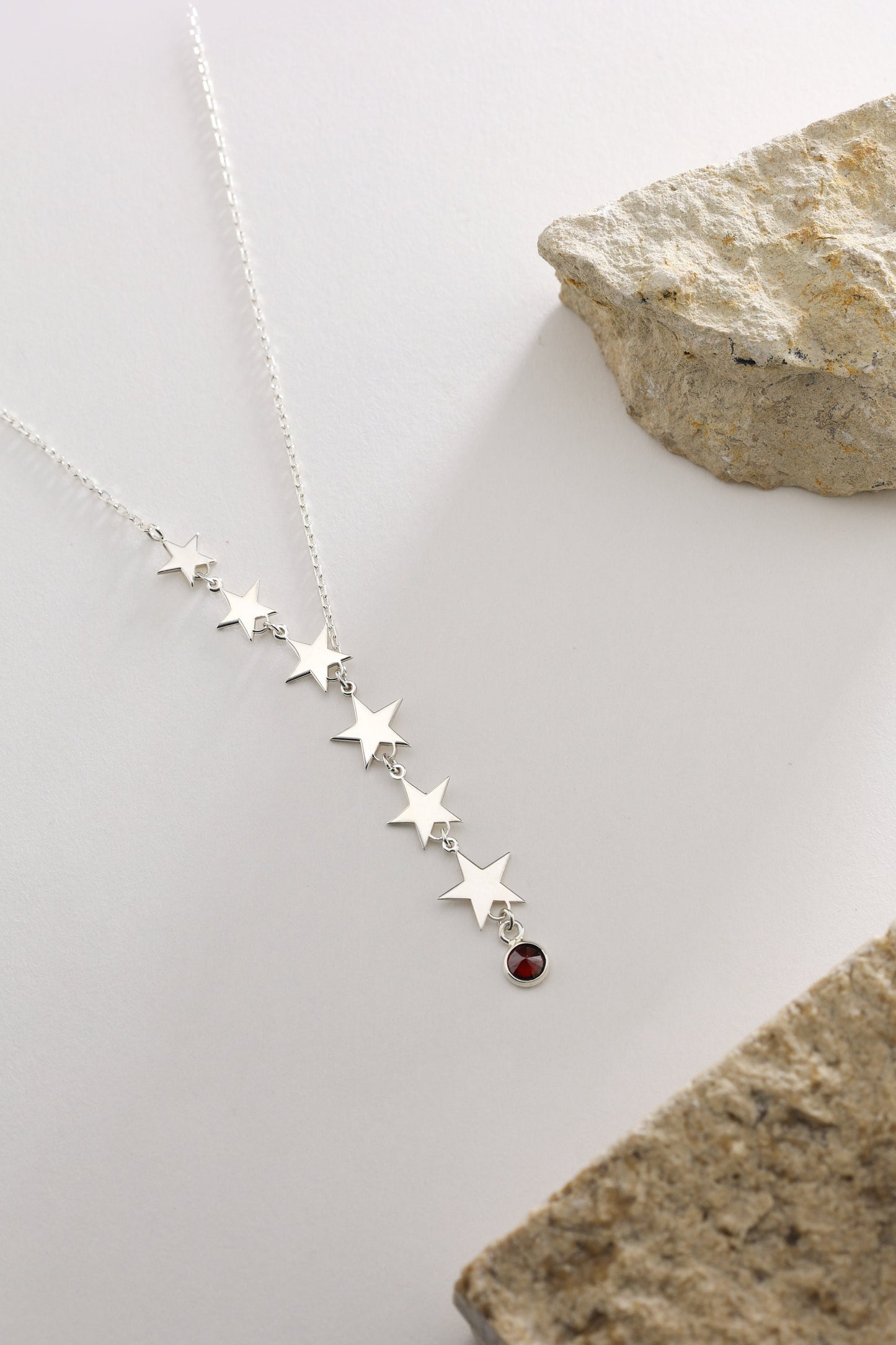 Star Lariat Necklace - Asymmetric Y Shape Drop Star Pendant - Zircon Gemstones - Silver / Gold / Rose Gold, Minimalist Necklace