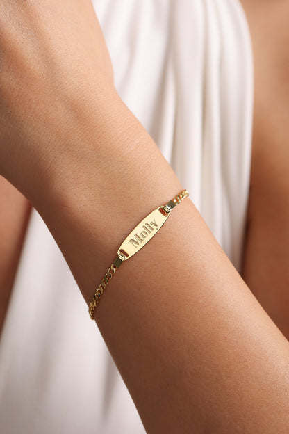 14k Solid Gold Baby Name Bracelet , Baby Id Bracelet , Custom Baby Bracelet , Gold Baby Bracelet , Baby Gold Bracelet