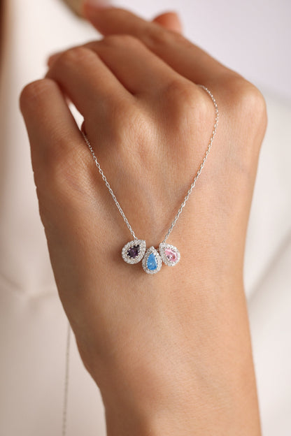 Birthstone Charm Necklace for Grandma, Custom Family Birthstone Necklace, Grandma Gift from Grandchildren, Mothers Day Gift
