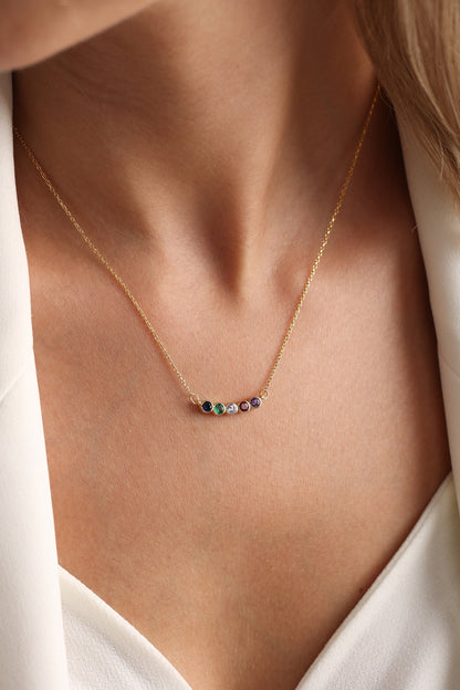 Dainty 14K Gold Family Birthstone Necklace – Custom Personalized Jewelry