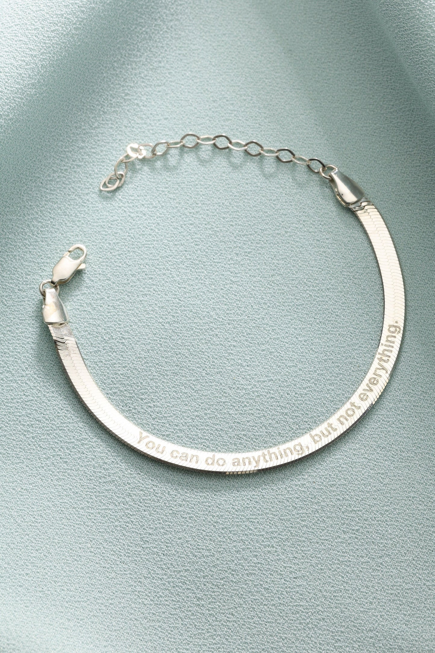 14K Gold Herringbone Bracelet: Personalized 925 Silver Snake Chain