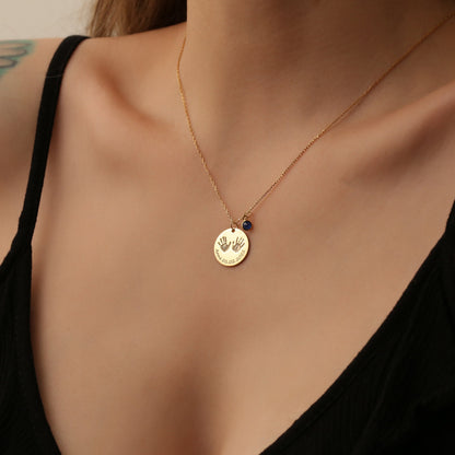 Personalized Baby Footprint Necklace with Birthstone,Name Necklace,Baby Handprint Necklace, Stillborn,Gift for New Mom,Mother's day gift