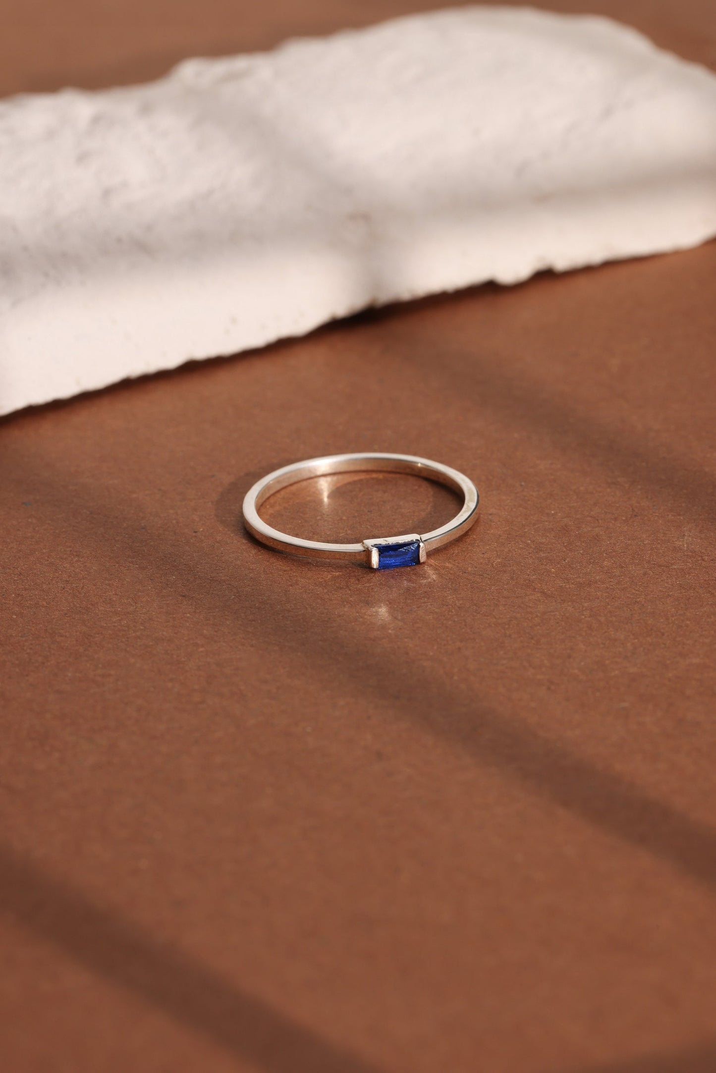 14K Solid Gold Baguette Birthstone Ring, Stackable Ring, Mothers Ring, Promise Ring, Birthday Gift For Mom