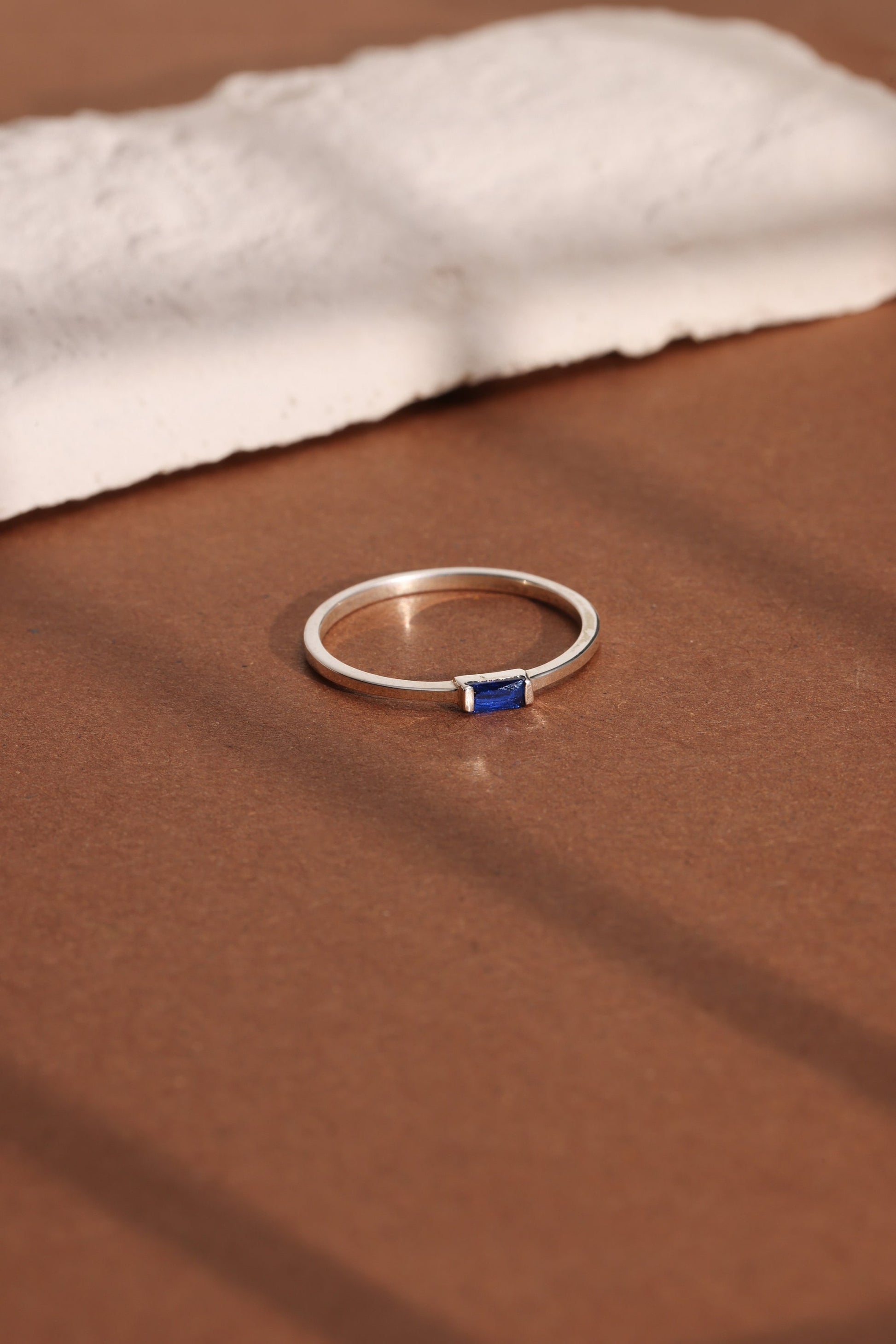 14K Solid Gold Baguette Birthstone Ring, Stackable Ring, Mothers Ring, Promise Ring, Birthday Gift For Mom