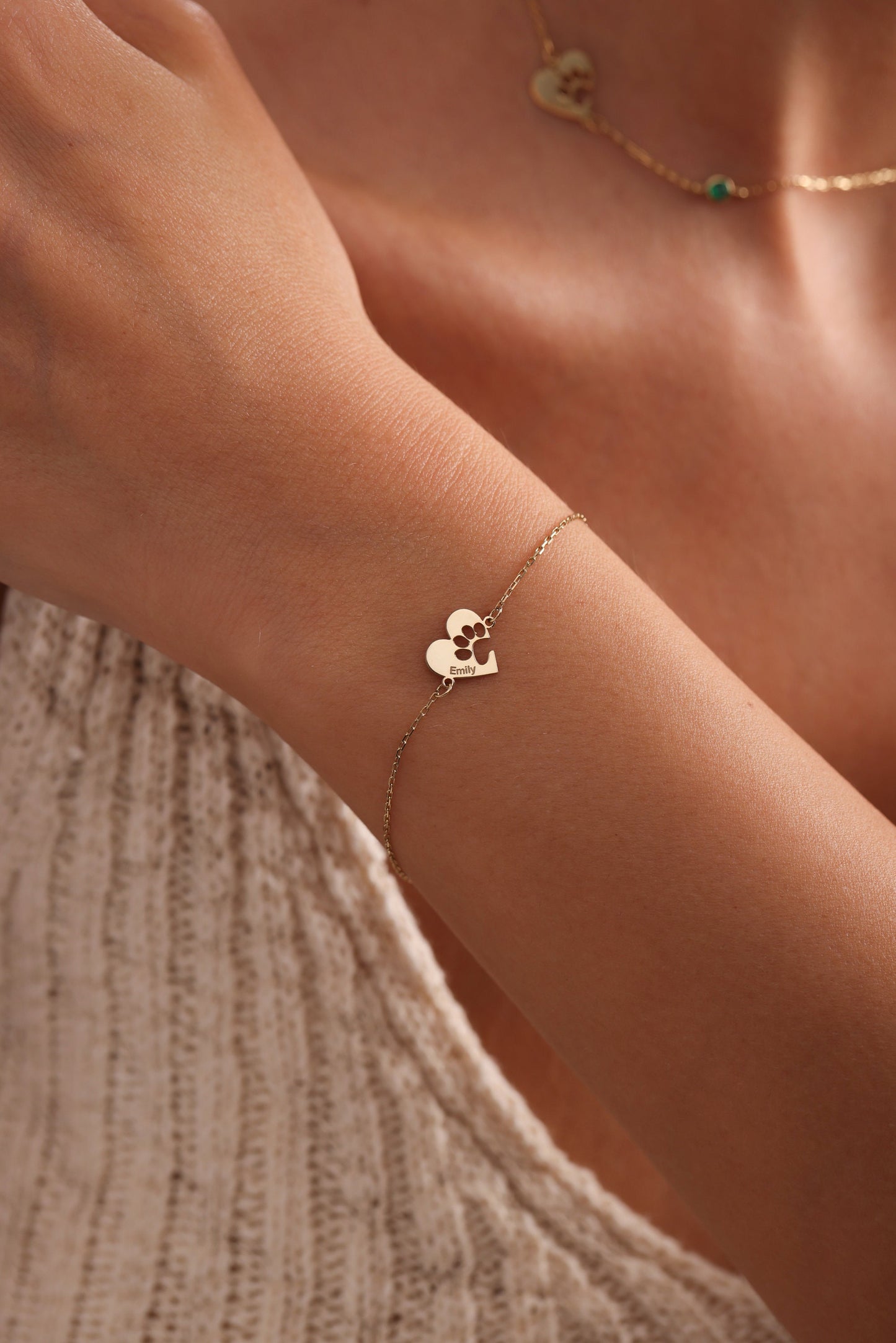 Paw Print Bracelet,Dog/Cat Bracelet,Heart Shapped Paw Bracelet,Personalized Pet Bracelet,Animal Friendly Jewelry•Pet Lover Gift•Gift for Mom