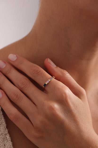 Baguette Birthstone Ring,Custom Birthstone Ring,Custom Stackable Gemstone Ring,Perfect for Everyday,Personalized Gifts for Mom,Birthday Gift