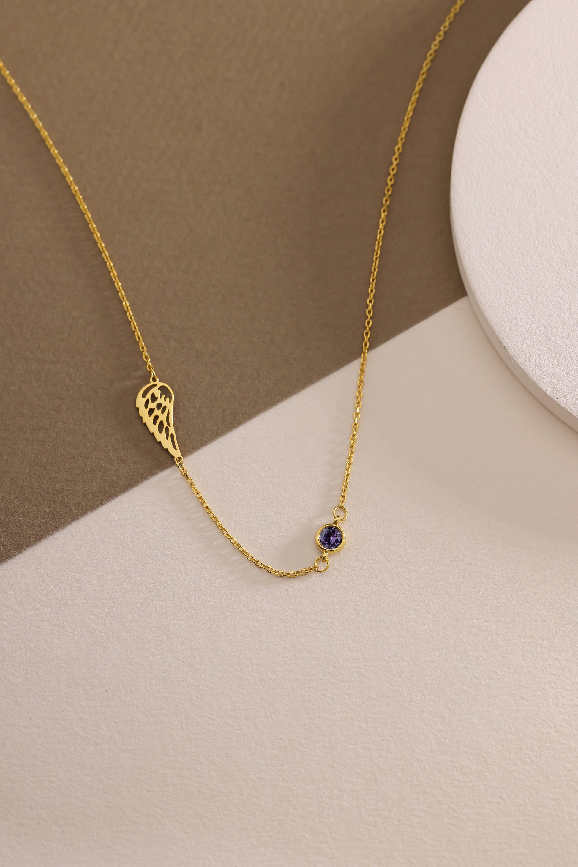 Memorial Necklace - Birthstone Angel Wing Necklace - Birthstone Sympathy Necklace - Guardian Angel - Miscarriage Jewelry - Baby Loss Jewelry