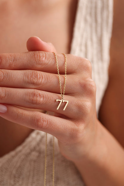 Personalized Number Necklace, Number Jewelery, Date Necklace, Number Pendant Gift for Her, Mothers Day Gift, Football Necklace, Number Chain