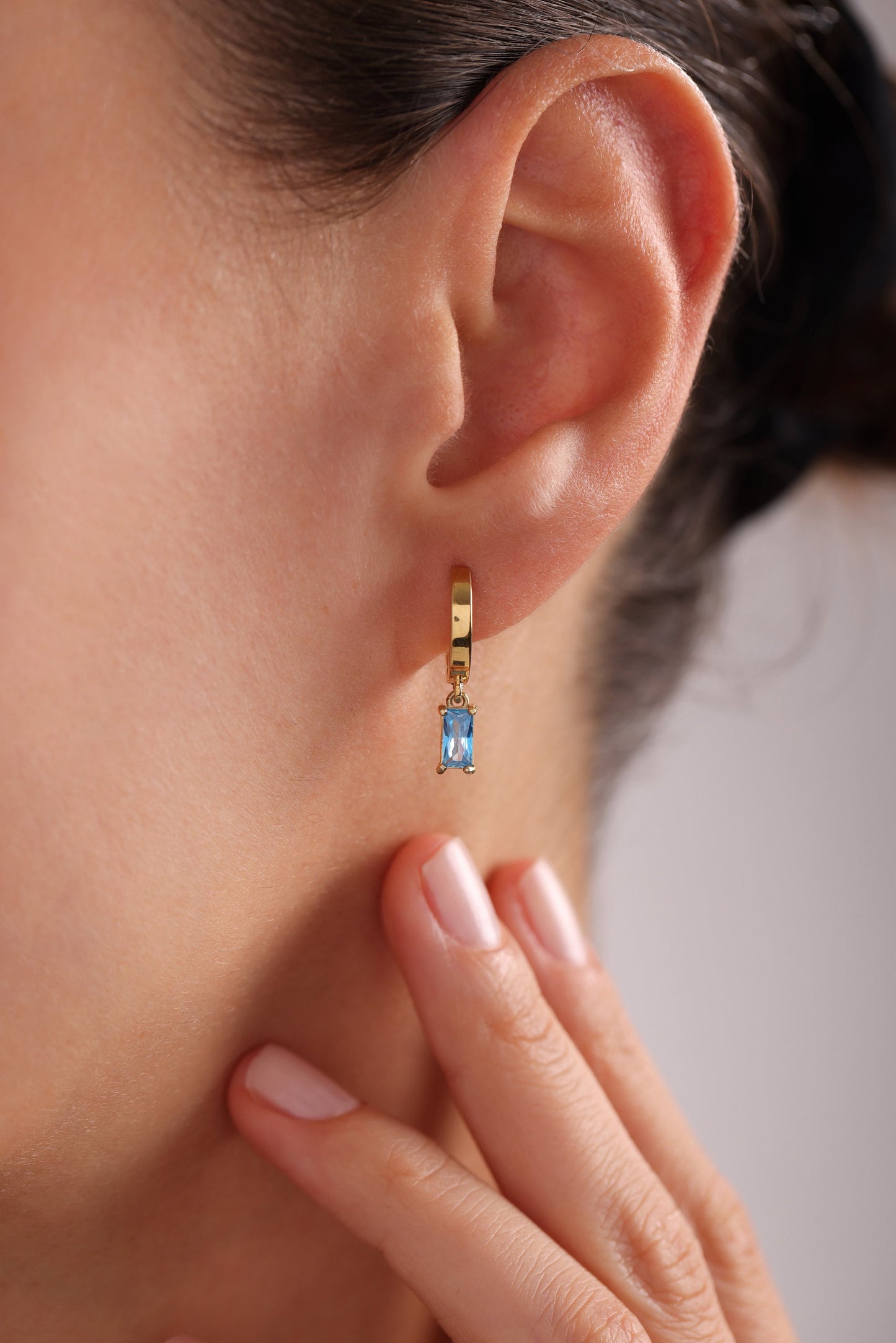 Baguette Birthstone Dangle Earrings, Personalized Jewelry, Minimalist Dainty Earrings, Mothers Day Gifts, Gift for Her, Christmas Gift