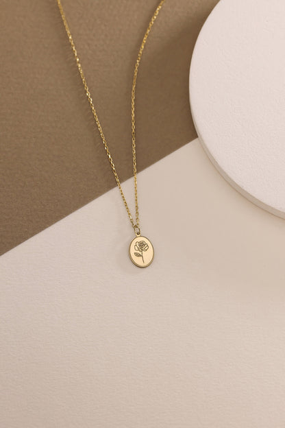 Tiny Birth Flower Necklace, Wild Flowers Memorial, Sterling Silver Necklace, Gift For Her, Birth Flower Jewelry, Floral Necklace,Mom Gift