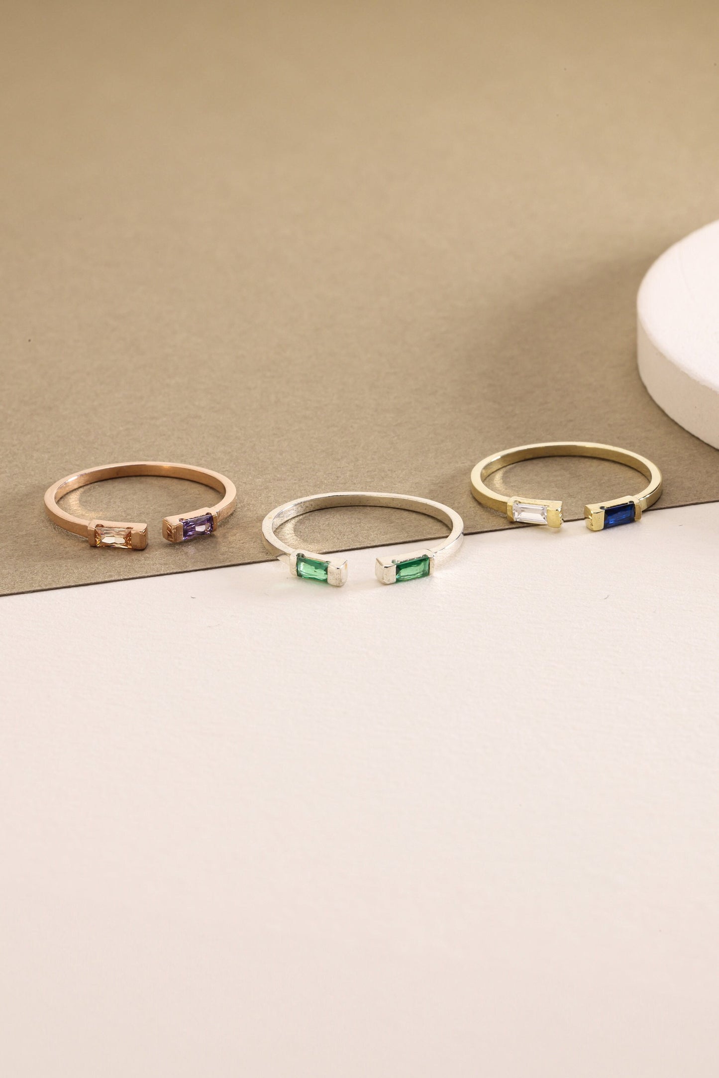 Baguette Birthstone Ring: 14K Gold Personalized Stackable Ring
