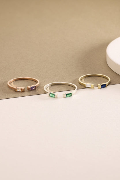 Baguette Birthstone Ring: 14K Gold Personalized Stackable Ring