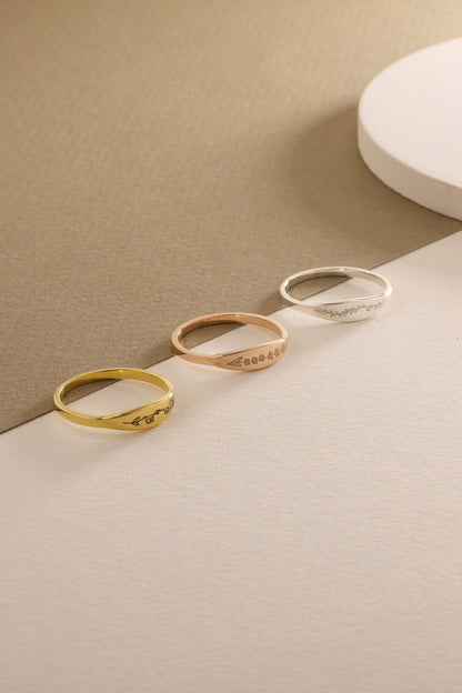 Personalized Birth Flower Ring: 14k Gold Signet, Engraved Floral Jewelry