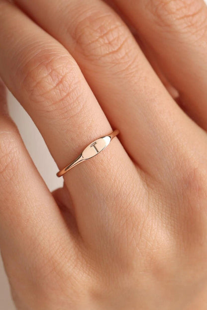 Personalized Initial Ring: Dainty Sterling Silver Letter Ring