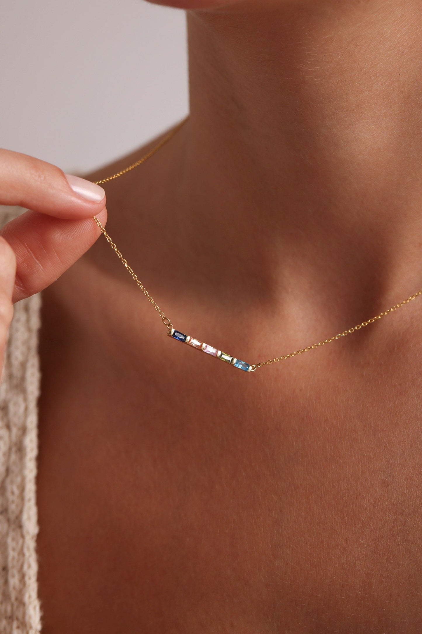 14K Gold Family Birthstone Necklace, Mothers Necklace, Mom Jewelry, Family Necklace, Birth Stone Necklace, Birthday Gift, Christmas Gift