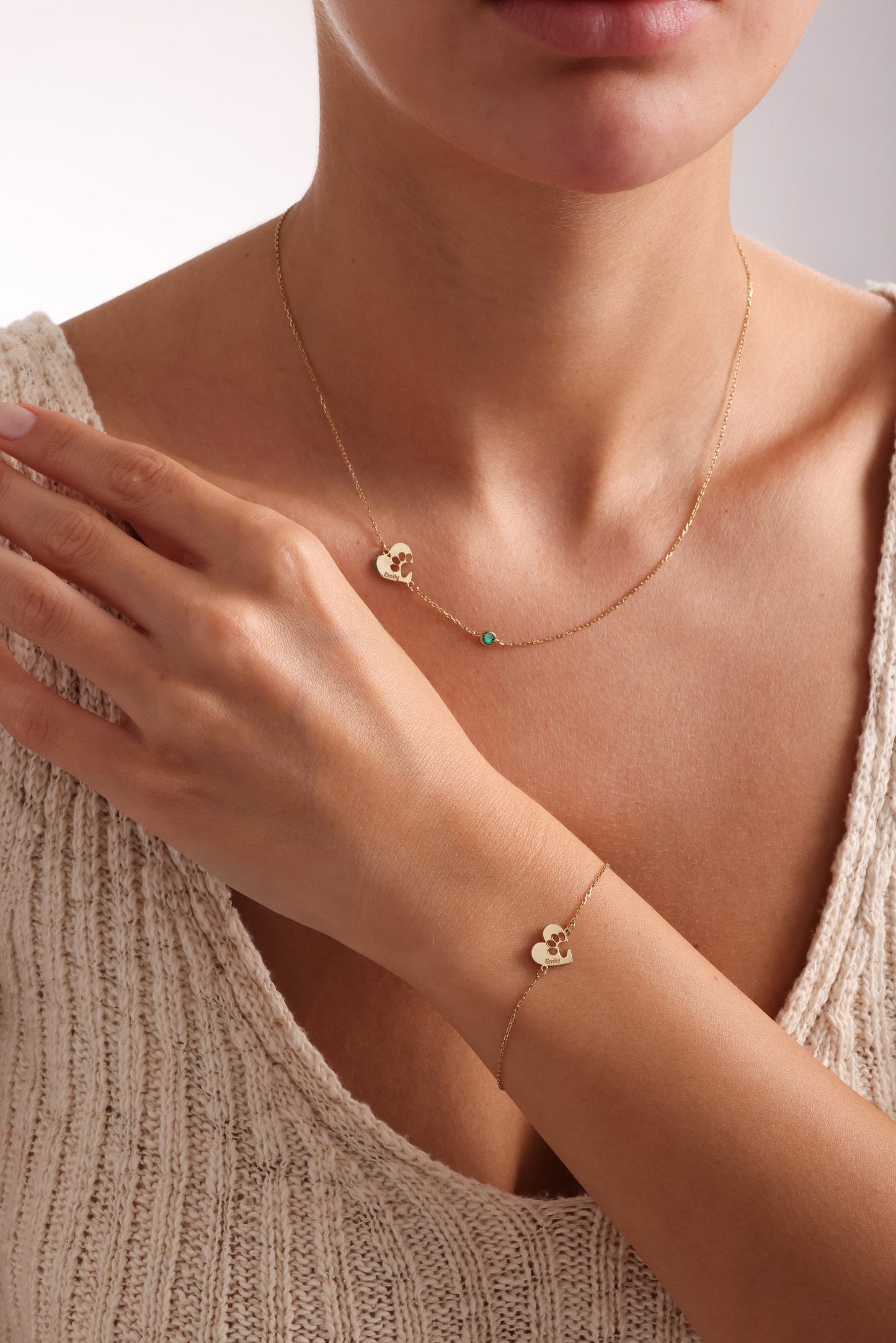 Personalized Paw Print Bracelet: Sterling Silver heart shapped Pet Memorial Gift