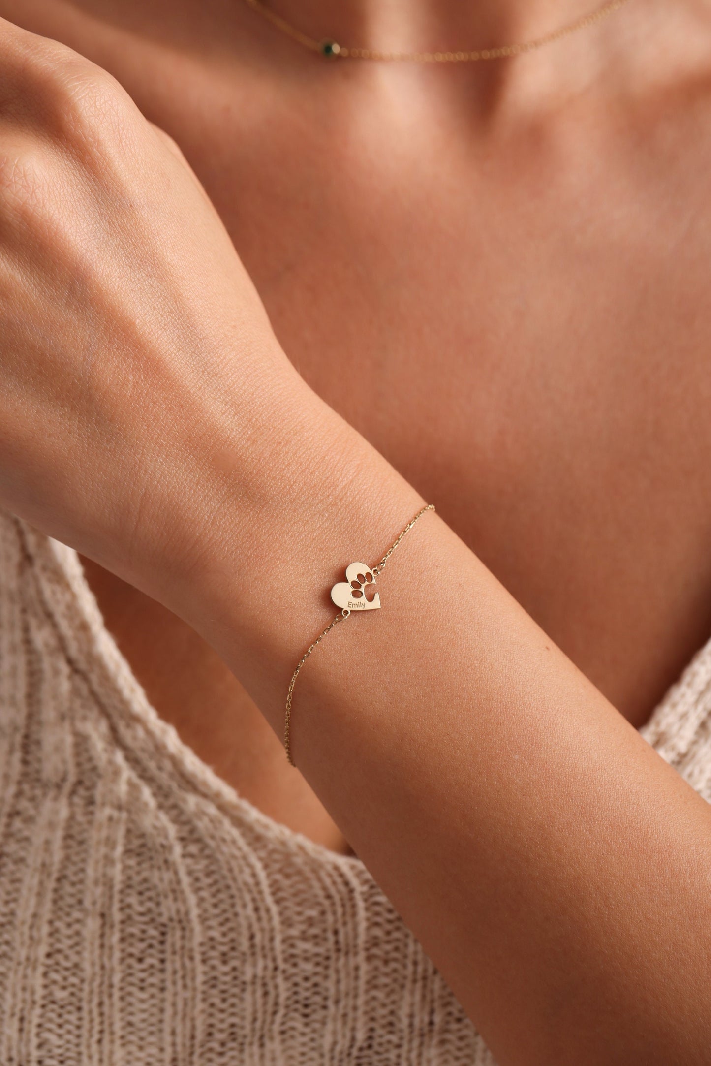 Paw Print Bracelet,Dog/Cat Bracelet,Heart Shapped Paw Bracelet,Personalized Pet Bracelet,Animal Friendly Jewelry•Pet Lover Gift•Gift for Mom