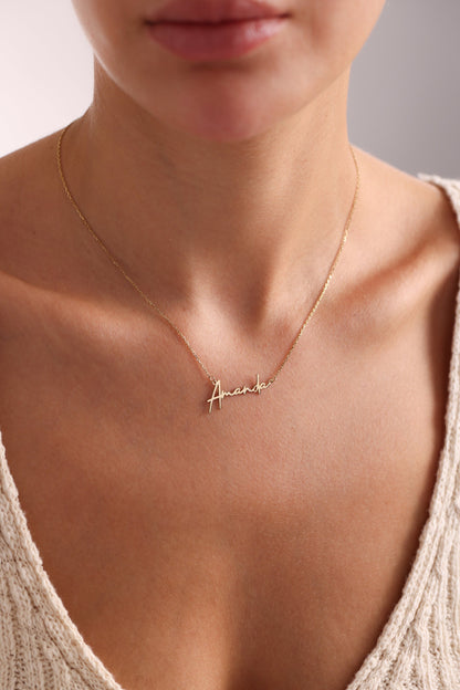 Personalized 14k Solid Gold Name Necklace: Custom Jewelry Gift