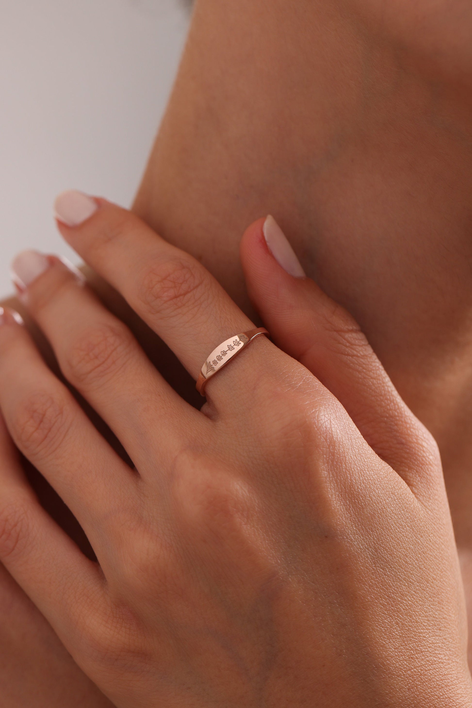 Custom Birth Flower Ring: Sterling Silver Stacking Jewelry