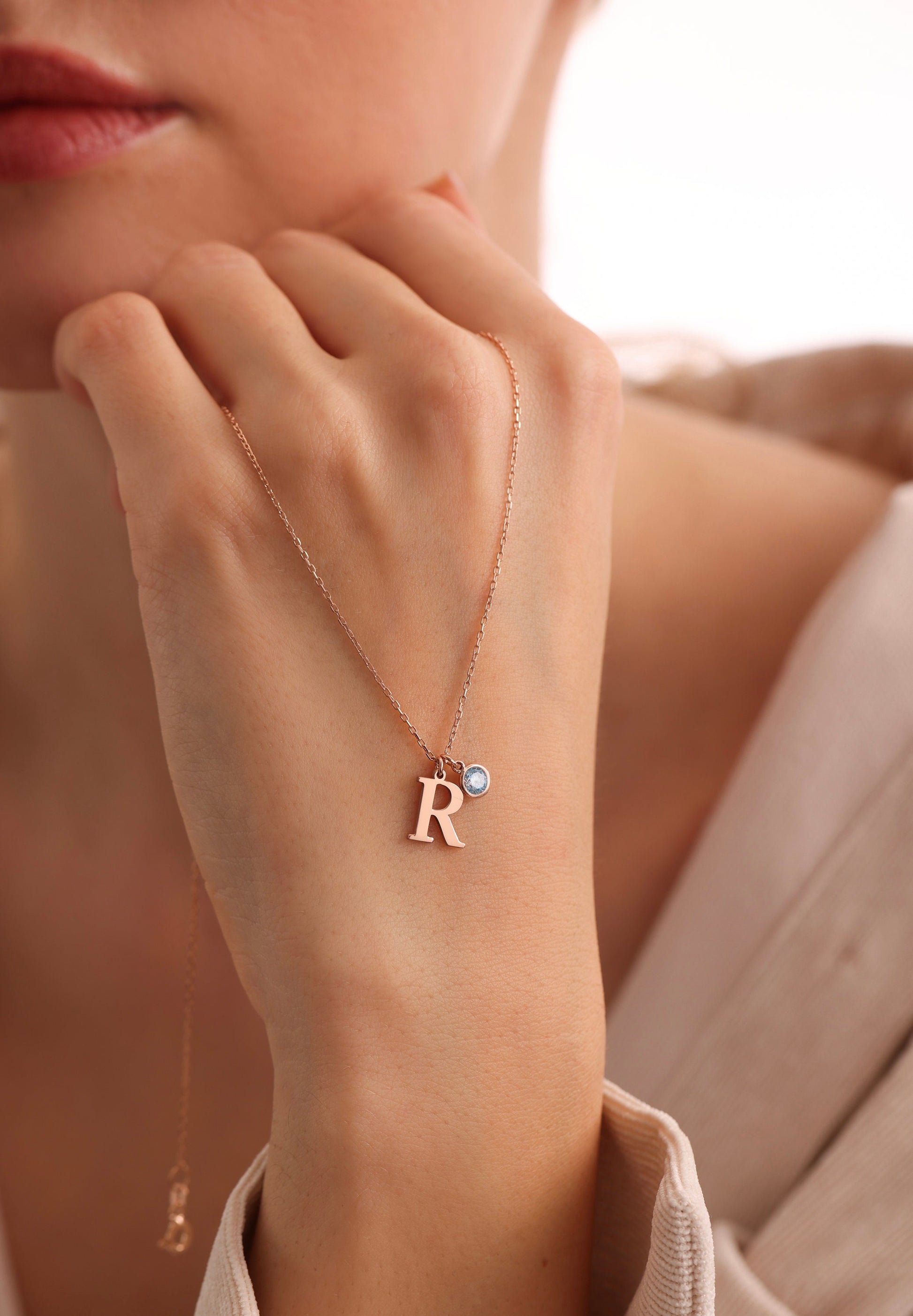 Initial Necklace with Birthstone, layered jewelry, personalized gift, mothers day gift,initial necklace, custom letter,dainty necklace