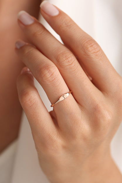 Personalized Initial Ring: Dainty Sterling Silver Letter Ring