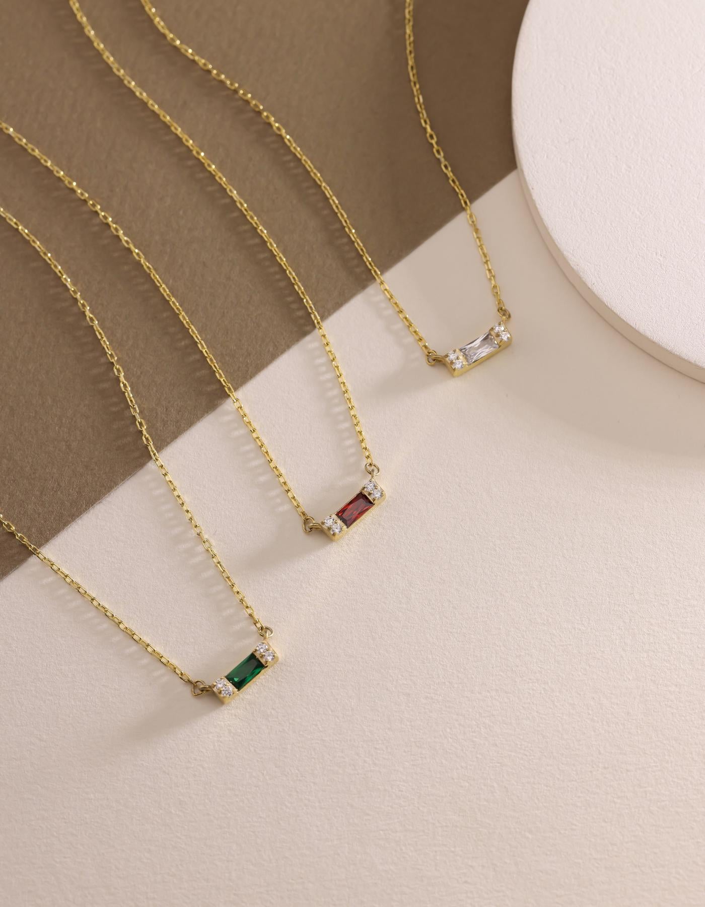 Custom Baguette Birthstone Necklace: Personalized Jewelry, Emerald Cut Necklace, Minimalist Necklace, Dainty Necklace, Anniversary Gift