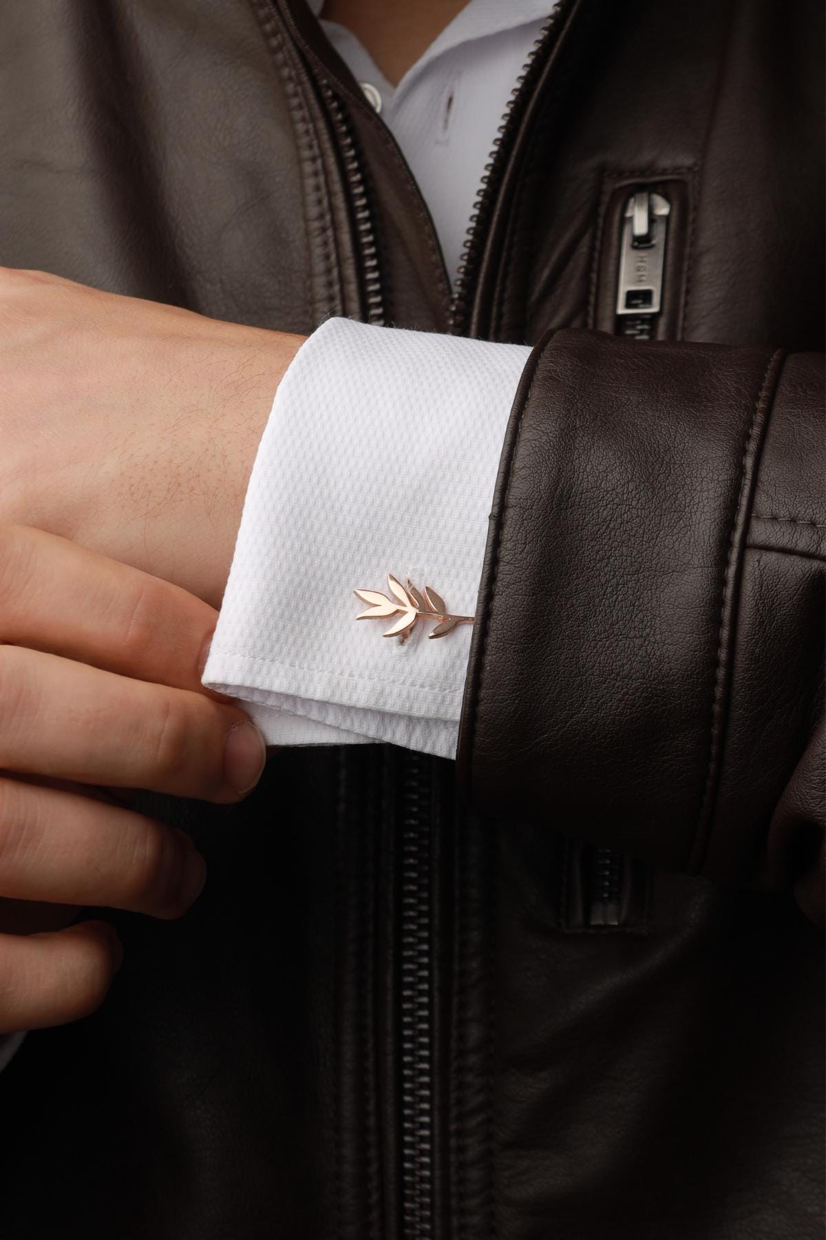 Olive Branch Cufflinks: Sterling Silver Initial Cufflinks, Groomsmen Gift