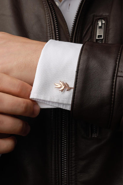 Olive Branch Cufflinks: Sterling Silver Initial Cufflinks, Groomsmen Gift