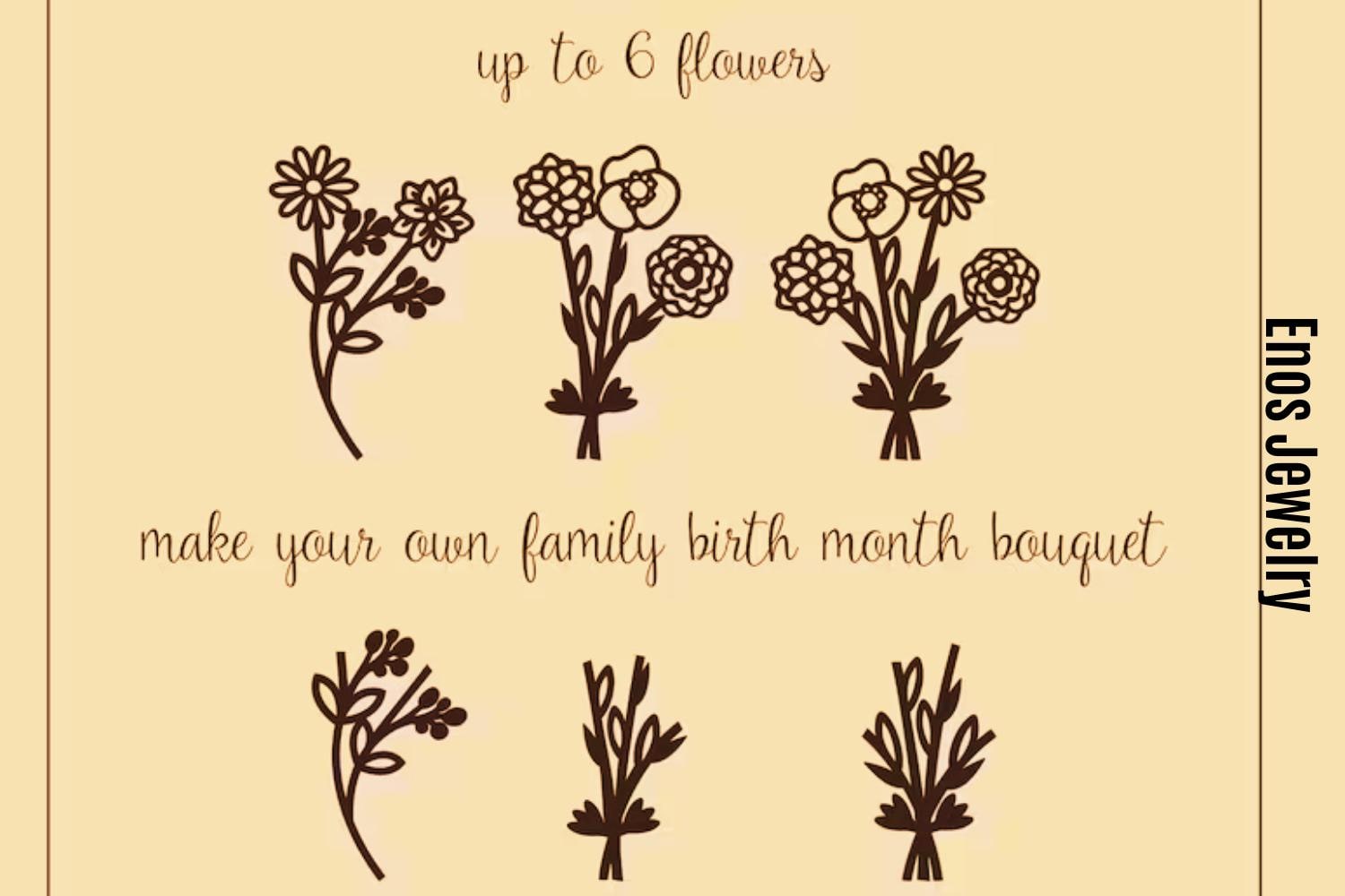 Birth Flower Bouquet Necklace: Personalized Sterling Silver Family Gift