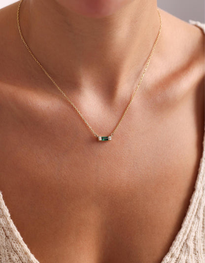 Custom Baguette Birthstone Necklace: Personalized Jewelry, Emerald Cut Necklace, Minimalist Necklace, Dainty Necklace, Anniversary Gift